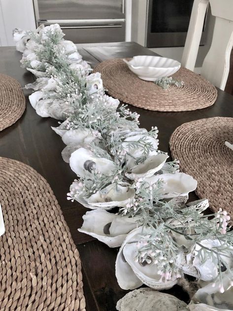 Oyster Shells Oyster Shell Oyster Garland Oyster Oyster | Etsy Oyster Garland, Oyster Shell Garland, Starfish Garland, Island Bungalow, Oyster Shells Decor, Garland Table Runner, Simple Halloween Decor, Shells Craft, Shell Centerpieces