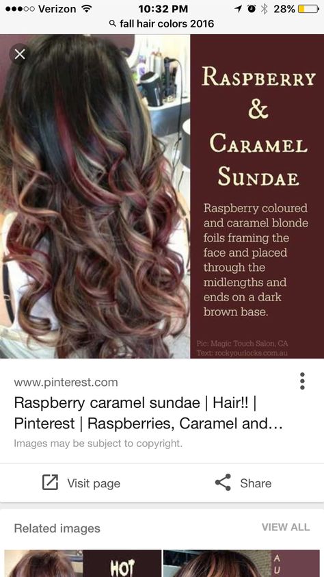 Raspberry & caramel sundae Balayage, Spring Hair Color Ideas For Brunettes 2023, Spring 2023 Hair Trends Brunette, Raspberry Caramel, Caramel Sundae, Spring Hair Color Trends, Winter Hair Colors, Hair Color Images, Fall Winter Hair Color