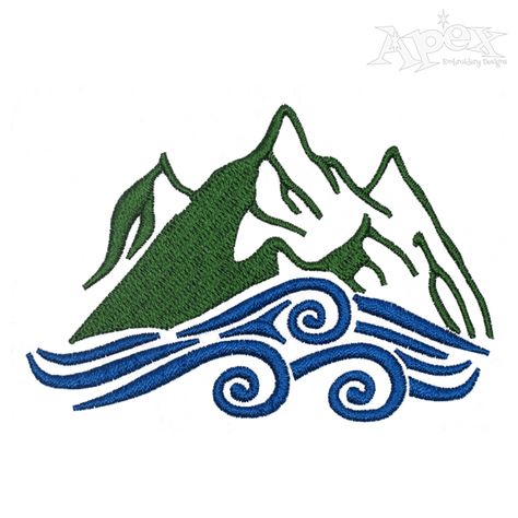 Mountain River Embroidery Design Nature, River Embroidery, Nature Embroidery Designs, Mountain Embroidery, Nature Embroidery, Embroidery Tshirt, Outline Designs, Mountain River, Felt Board