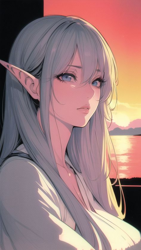 Concept Art, Character Design, Anime White Hair, White Hair Girl, Anime White, Cover Album, Character Design References, Digital Painting, Elf