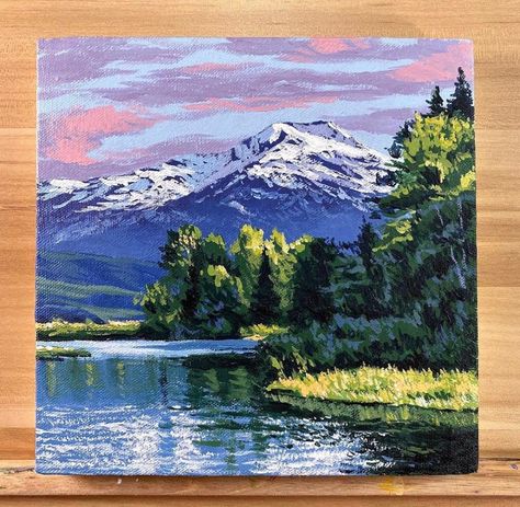 Scenery Canvas Painting Landscapes, Landscape Paintings Aesthetic, Painting Scenery Ideas, Scenery For Painting, Objects To Paint On, Large Painting Ideas On Canvas, Gouache Scenery, Landscape Art Painting Acrylic, Painting Landscape Acrylic