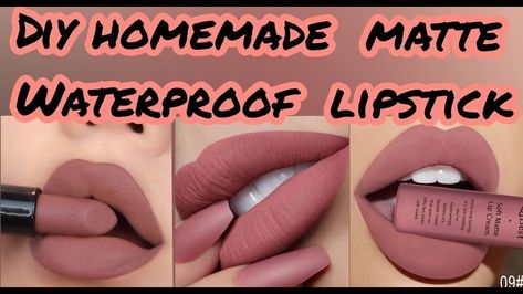 How To Make Matte Lipstick, Diy Natural Lipstick, Homemade Lipstick Natural, Diy Lipstick Recipe, Natural Lipstick Tutorial, Matte Lip Tutorial, Diy Matte Lipstick, Lipstick Homemade, Lip Gloss Tutorial