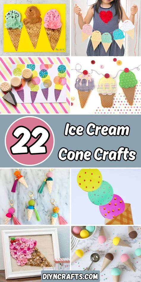 22 Ice Cream Cone Crafts Ice Cream Cone Crafts, Ice Cream Cone Craft, Cone Template, Giant Ice Cream, Valentine Day Video, Ice Cream Crafts, Cone Crafts, Hand Carved Stamps, Party Projects