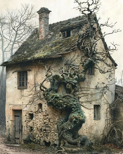 Nuria Velasco | Good morning everyone! This quaint cottage may need a little work to make it fully habitable, but it looks so attractive that I would… | Instagram Witches Cottage, Witches House, Witch's Cottage, Fantasy Town, Ghost House, Witch Cottage, Quaint Cottage, Fairytale Cottage, Old Cottage