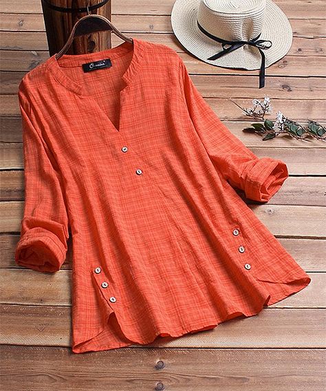 Plus Size Shirt, Casual Chique, Irregular Hem, Blouse Women, Vintage Plaid, Top For Women, Long Sleeve Plaid, Plus Size Shirts, Women Clothes