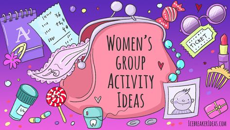 Women's Group Activity Ideas Icebreakers For Women Ministry, Women Groups Ideas, Mom Group Activities Ideas, Women Ministry Activities, Womens Ministry Ice Breakers, Ladies Ice Breaker Games Women's Retreat, Ladies Activities Ideas, Small Group Ice Breakers Ministry, Fun Ice Breakers For Women