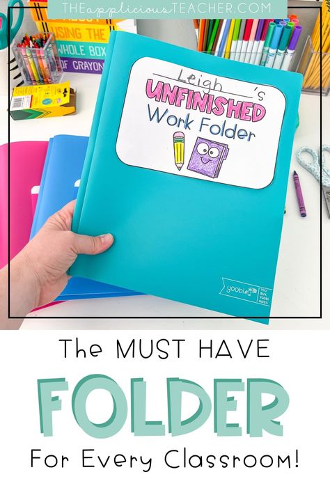 the unfinished work folder- the secret weapon for helping students stay organized this school year! TheAppliciousTeacher.com Unfinished Work Classroom, Missing Assignments, Classroom Setup Elementary, Math Folders, Student Folders, Work Folders, Classroom Needs, Top Teacher, Classroom Diy