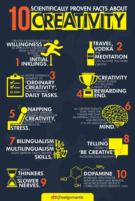 Scientifically Artful Individuals – 10 Facts About Creativity | http://www.designmantic.com/blog/infographics/10-facts-about-creativity/ Creative Infographic, Boost Creativity, Creativity And Innovation, Online Entrepreneur, Creative Thinking, Design Thinking, Digital Marketing Strategy, Self Improvement Tips, Critical Thinking