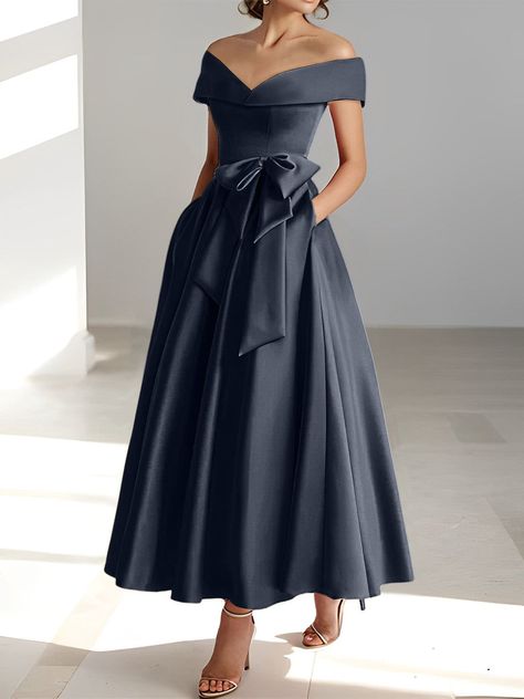 A-Line/Princess Off-the-Shoulder Mother of the Bride Dresses with Pockets