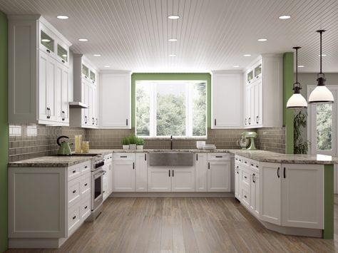 15 Reasons to Design Kitchens With Shaker Cabinets In 2021 | CabinetCorp Farmhouse Style Kitchen Cabinets, Grey Shaker Kitchen, Cabinet Trends, White Shaker Kitchen Cabinets, Kitchen Cabinet Trends, White Shaker Kitchen, Free Kitchen Design, Shaker Kitchen Cabinets, Shaker Style Kitchens