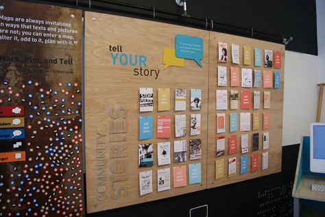 A place in the hallway for people to tell their stories about UH- tenants, renters and alum. Church Welcome Center, Installation Interactive, Church Foyer, Church Lobby, Brochure Display, Interactive Walls, Church Interior, Exhibition Display, Church Design