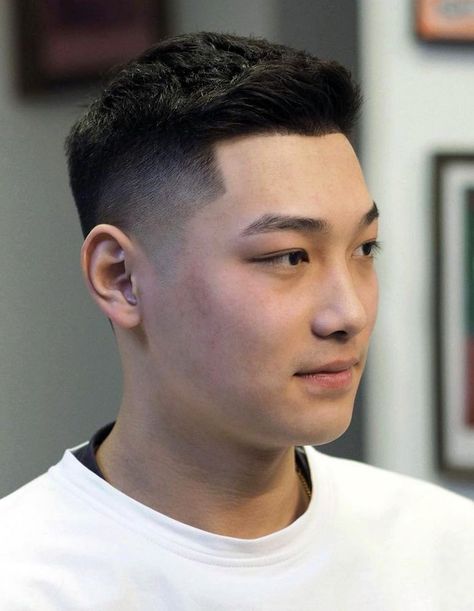 Men Two Block Hairstyle, Asian Fade Haircut Men, Men’s Haircut Short Hair, Mens Clean Haircut Short, Clean Hairstyles For Men, Clean Fades Men, Undercut Hairstyles Men Short, Asian Combover Fade, Asian Men Fade Haircut