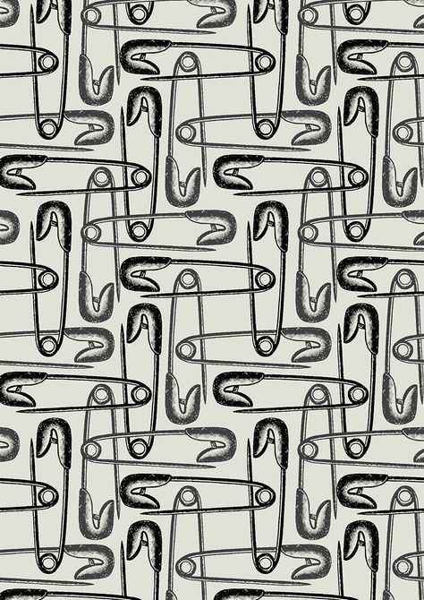 Object Pattern Design, Repetition Design Pattern, Safety Pin Illustration, Punk Pattern Design, Safety Pin Wallpaper, Repetition Illustration, Punk Background Wallpapers, Repetition Design, Repetition In Design