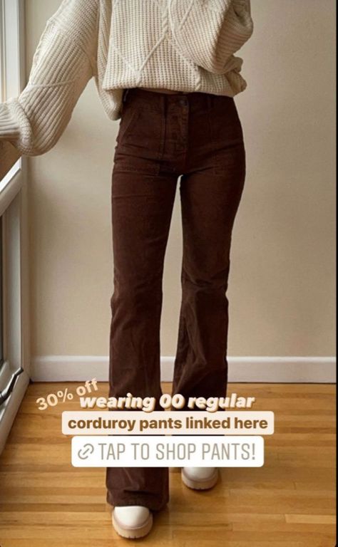 High Waist Brown Pants Outfit, Outfit With Brown Pants Womens, Courdoury Pants Outfits, Brown Jeans Fall Outfit, Outfits With Brown Courdoroy Pants, Outfit With Brown Corduroy Pants, Brown Corteroid Pants Outfit, Outfits With Brown Jeans Winter, Gray Courderoy Pants Outfit