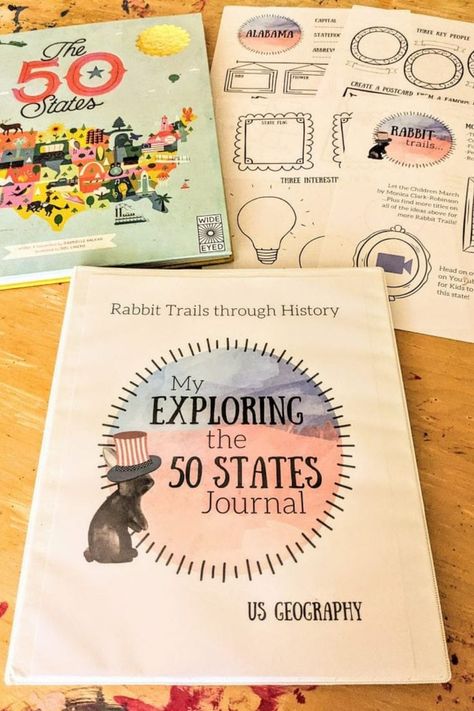 My Exploring the 50 States Journal is the new fun way to learn United States Geography in your homeschool! Geography curriculum to learn about the 50 states. Literature based geography homeschool curriculum. Elementary geography curriculum. Learning geography in your homeschool. Homeschool geography. Homeschool united states geography. #homeschool #geographycurriculum Geography Journal, Homeschool Geography Curriculum, Geography Printables, Geography Homeschool, Homeschool Units, Elementary Geography, United States Geography, American History Homeschool, Us Geography