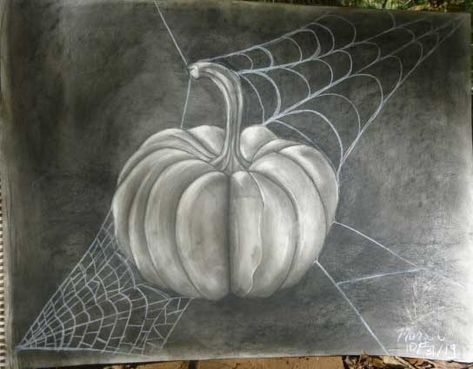 Pumpkin Value Art Lesson, Charcoal Ghost Drawing, Pumpkin Charcoal Drawing, Charcoal Pumpkin Drawing, Pumpkin Black And White Drawing, Halloween Charcoal Drawing, Drawing Pumpkins, High School Halloween, Pumpkin Art Project