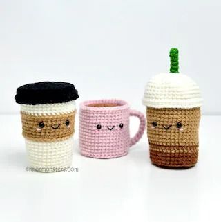 KnotMonster - Etsy Amigurumi Patterns, Crochet Starbucks Cup Free Pattern, Crochet Frappuccino, Crochet Toy Food, Crochet Food Amigurumi, Coffee Amigurumi, Crochet Starbucks, Amigurumi Beginner, Crochet Cafe