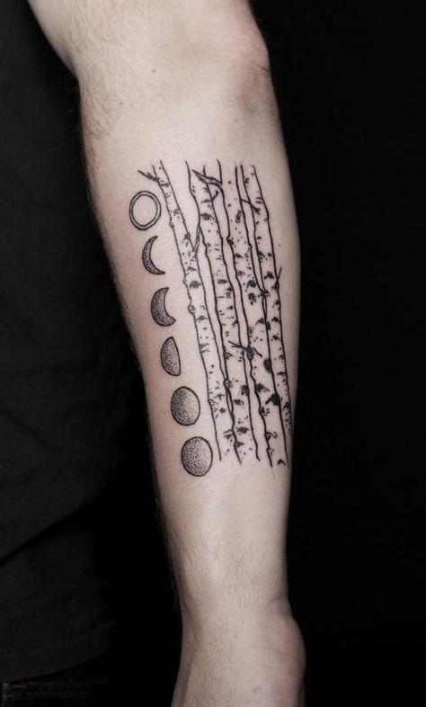 Tree Ring Tattoo, Aspen Trees Tattoo, Birch Tree Tattoos, Antler Tattoo, Witch Tattoo, Forest Tattoos, Tattoo Now, Poke Tattoo, Subtle Tattoos