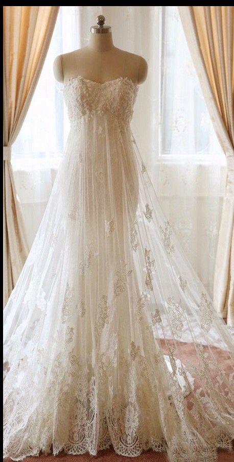 Strapless Empire Waist Lace Wedding Dress $750 Etsy Shop: WeekendWeddingDress Pnina Tornai, Strapless Lace Wedding Dress, Beaded Lace Wedding Dress, Empire Waist Wedding Dress, Empire Wedding Dress, Etsy Wedding Dress, Wedding Dresses Strapless, Empire Dress, Lace Bridal