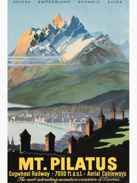 Mount Pilatus, Grafic Art, Switzerland Tourism, Switzerland Cities, Posters Uk, American Impressionism, Leaving Cards, Tourism Poster, Ski Posters