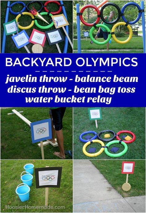 8 Easy Olympic Party Ideas for Kids! | Making Life Blissful 3rd Grade Class Party Games, Backyard Olympic Games, Summer Olympics Crafts, Backyard Olympics, Summer Olympics Party, Summer Olympics Activities, Vbs Olympics, Office Olympics, Olympic Games For Kids