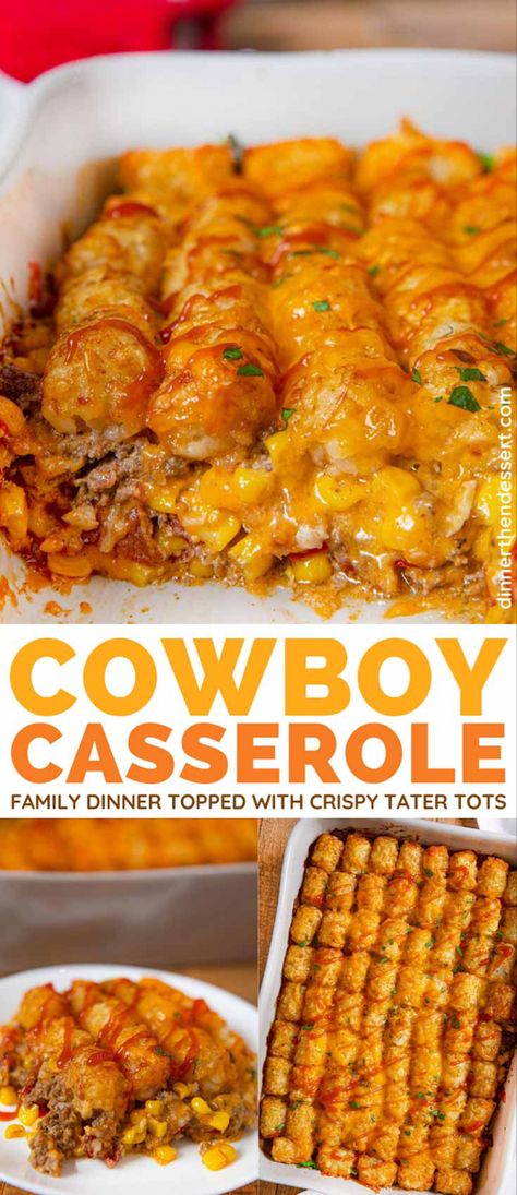 Ground Beef And Corn, Weeknight Family Dinner, Cowboy Casserole Recipe, Cheesy Tater Tots, Cowboy Casserole, Bowls Recipes, Fast Dinner Recipes, Salad Pasta, Beef Casserole Recipes