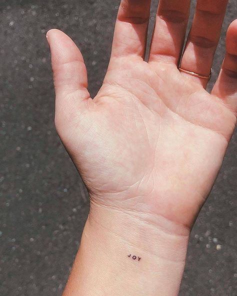 Joy Tattoo, Classy Tattoos For Women, Tiny Finger Tattoos, Stick Poke Tattoo, Cute Finger Tattoos, Unique Small Tattoo, Beautiful Small Tattoos, Finger Tattoo For Women, Hidden Tattoos