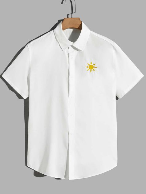 Embroidered Shirts Men, Embroidery On Shirts Men, Embroidery On White Shirt, Shirt Embroidery Ideas For Men, Embroidery Men Shirt, White Shirt Embroidery, Embroidery Designs For Men, Mens Embroidered Shirt, Embroidery Shirt Men