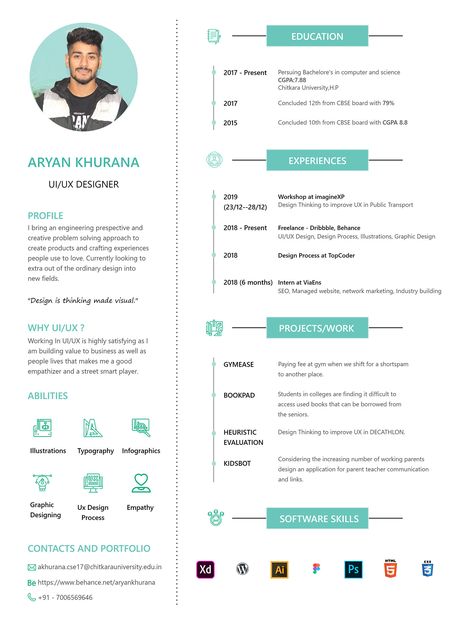 Ux Designer Resume Creative, Resume Ux Designer, Ux Cv Design, Ux Resume Design, Infographic Cv Design, Resume Design Creative Professional, Graphic Designer Cv Design, Ux Design Resume, Cv Ideas Professional Cv