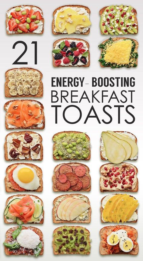21 Ideas For Energy-Boosting Breakfast Toasts Resep Vegan, Fedtforbrændende Mad, Breakfast Toasts, Resep Burger, Pasti Sani, Resep Diet, Idee Pasto, Makanan Diet, Breakfast Healthy