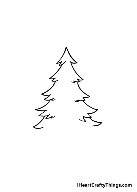 Natal, Painting Of Christmas Trees, Christmas Tree How To Draw, Christmas Tree Reference Drawing, Drawings Of Christmas Trees, Easy To Draw Christmas Tree, How To Draw A Simple Christmas Tree, Christmas Tree Sketch Simple, Christmas Tree To Draw