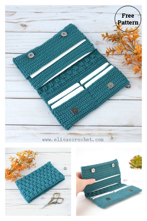 Wave Wallet Free Crochet Pattern Easy Crochet Patterns Free Beginners, Wallet Pattern Free, Hanging Charms, Crochet Wallet, Crocheted Bags, Bags Pattern, Beginners Crochet, Crochet Pouch, Bag Pattern Free