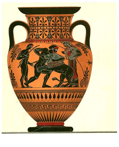Ancient Greek Garden, Ancient Greek Clothing, Ancient Greece Art, Ancient Vase, Nemean Lion, Greek Vase, Goddess Athena, Istoria Artei, Greece Art