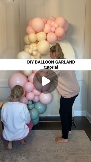 Balloon Garland On Arch Backdrop, Balloon Garland Design, Balloon Arch On Backdrop, Balloon Chiara Backdrop, Attach Balloons To Backdrop, Pink Bridal Shower Balloon Arch, Small Gender Reveal Decor, Baby Shower Garland Ideas, Gender Reveal Back Drops