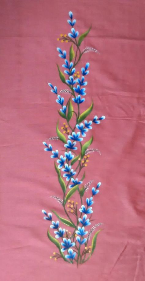 Paint Work On Fabric Dress, Hand Paint Suit Design, Fabric Colour Painting, Fabric Paint Shirt, Saree Painting Designs, Flower Pattern Drawing, Painting Flowers Tutorial, Fabric Paint Diy, Saree Painting