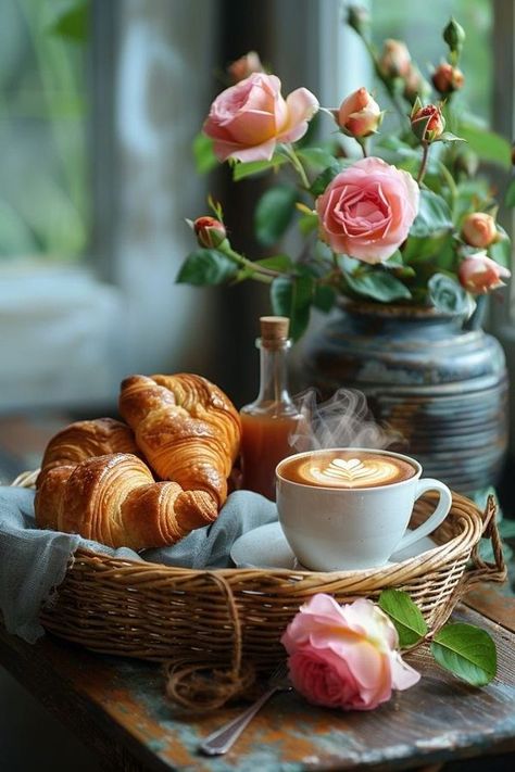 serving  🍾🍹coffee ☕️ cake 🎂🍰 flowers 🌹🌺chocolate 🍫🍬 | Good morning! Happy new week | Facebook Good Morning Happy New Week, Green Tea Benefits Health, Good Morning Tea, Morning Coffee Images, Croissant Breakfast, Healthy Fiber, Coffee Flower, Good Morning Inspiration, Happy New Week