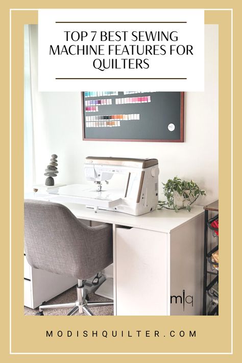 Modish Quilter magazine shares their top 7 best sewing machine features for quilters! This is all the best things you need in your next machine. Best Sewing Machines For Quilting, Beginner Quilting, Quilting Guides, Fat Quarter Quilt Pattern, Advanced Sewing, Beginning Quilting, Modern Quilting Designs, Best Sewing Machine, Sewing Machine Quilting