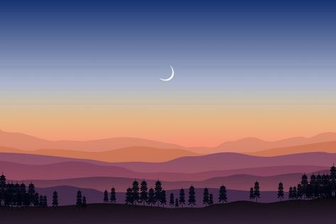 Cool Backgrounds Landscape, Landscape Illustration Desktop Wallpaper, Starry Night Wallpaper Landscape, Starry Sky Wallpaper Desktop, Tab Wallpaper Aesthetic Landscape, Html Background Images, Night Sky Laptop Wallpaper, Cute Landscape Wallpapers, Starry Night Wallpaper Desktop