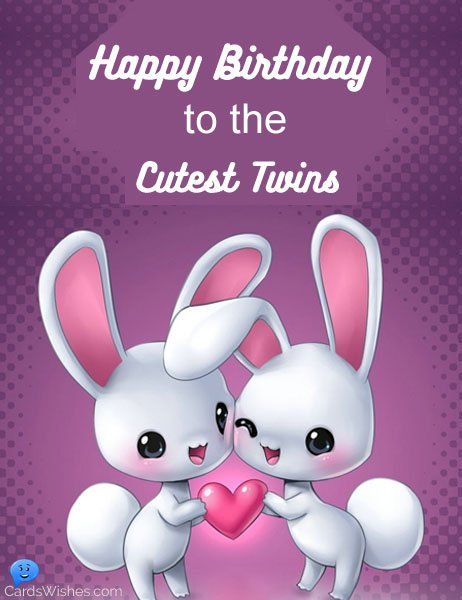 Happy Birthday to the cutest twins. Two Cute Rabbits with red heart in hands. Happy Birthday Twin Sister, Twins Birthday Quotes, Birthday Cards For Twins, Birthday Wishes For Twins, Ideas For Happy Birthday, Happy Birthday Friendship, Happy Birthday Hd, Happpy Birthday, Happy Birthday For Her