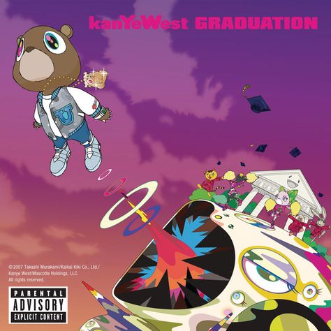 Kanye Music, Kanye West Album Cover, Gym Vibes, Kanye West Albums, Kanye West Graduation, Graduation Album, Morning Gym, Rap Album Covers, Graduation Poster