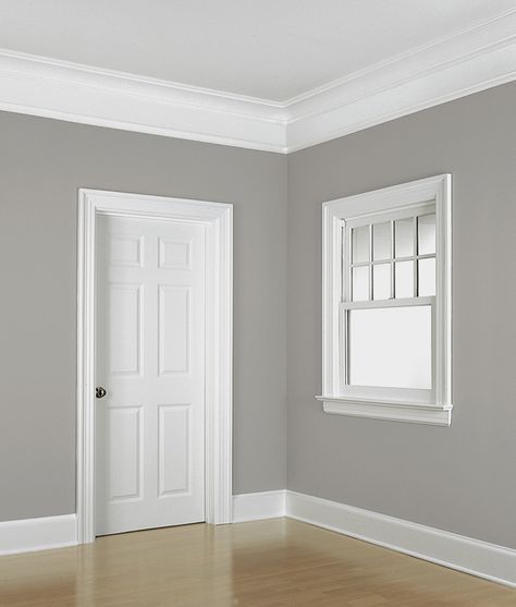 Floor to ceiling example of the Colonial Revival Style Baseboard Styles, House Trim, Living Room Decor Gray, Colonial Revival, Bedroom Paint Colors, Trendy Bathroom, Trendy Bedroom, Grey Bathrooms, Bedroom Paint