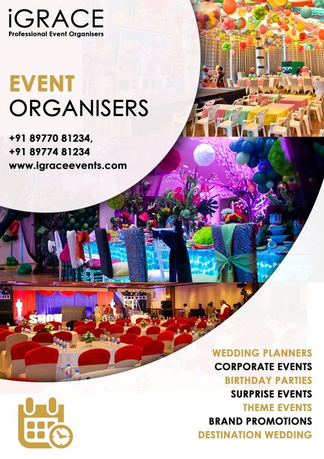 iGRACE professional is the best event management company in Visakhapatnam Wedding Event Management Poster Design, Event Visiting Card Design, Events Business Card, Event Launch Poster, Event Management Creative Ads, Event Advertisement Poster, Event Planner Poster, Event Management Logo Design Ideas, Wedding Planner Poster