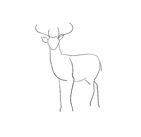 Logos, Deer Doodle Easy, Easy Dear Drawing, Deer Simple Drawing, Dear Drawing Easy, Deer Tattoo Aesthetic, How To Draw A Deer Easy, Deer Line Tattoo, Deer Easy Drawing