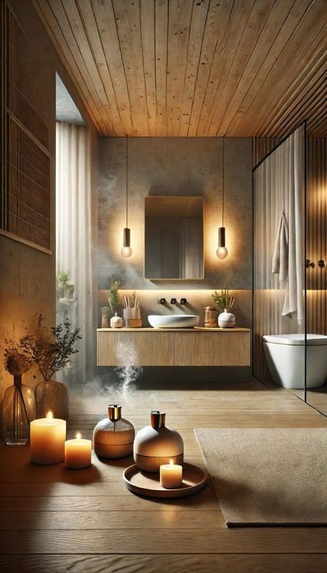 40+ Cozy Zen Bathroom Ideas to Create a Relaxing Oasis 56 Bathroom Oasis Ideas, Relaxing Bathroom Ideas, Zen Bathroom Ideas, Zen Bathroom Design, Feng Shui Bathroom, Relaxing Bathroom, Zen Bathroom, Tranquil Retreat, Entryway Wall