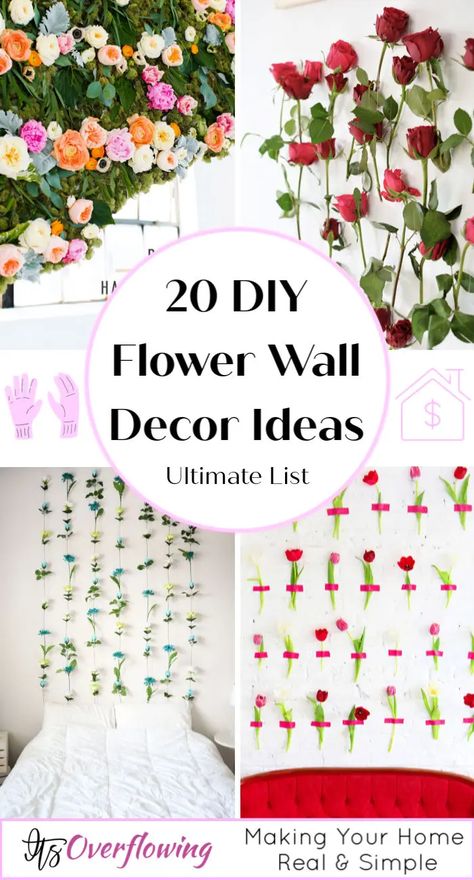 How to Make a Flower Walls Diy Flower Wall Decor, Flower Wall Backdrop Diy, Flower Wall Decor Ideas, Flower Wall Decor Diy, Flower Backdrop Diy, Fake Flowers Decor, Flower Wall Hanging Decor, Diy Paper Wall Hanging, Diy Flower Wall