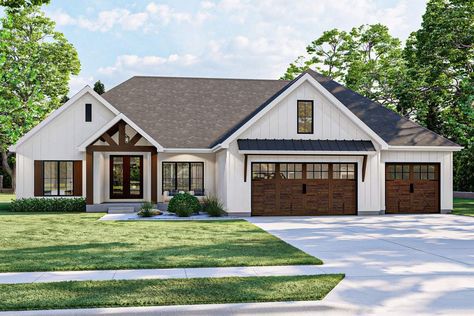 Farmhouse Ranch, Farmhouse House, Farmhouse Plan, Ranch House Plans, Modern Farmhouse Plans, House Plans Farmhouse, Farmhouse Exterior, Best House Plans, New House Plans