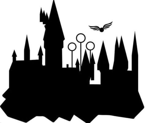 Wizard Classroom Theme, Harry Potter Clipart Black And White, Hogwarts Sillouhette, Harry Potter Outline, Hogwarts Clipart, Harry Potter Line Art, Hogwarts Outline, Hogwarts Castle Drawing, Harry Potter Stencils