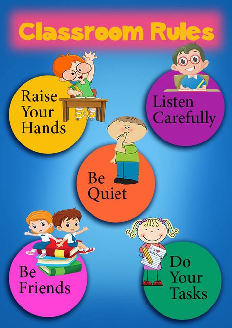 Kids Playschool Posters Design on Behance Rules Classroom Posters, Rules In Classroom Poster, Classroom Rules For Preschoolers, Rules Of Classroom Ideas, Class Rules For Preschool, Classroom Rules For Grade 1, Classroom Rules Design, School Rules Poster Ideas, Kindergarten Classroom Rules Poster