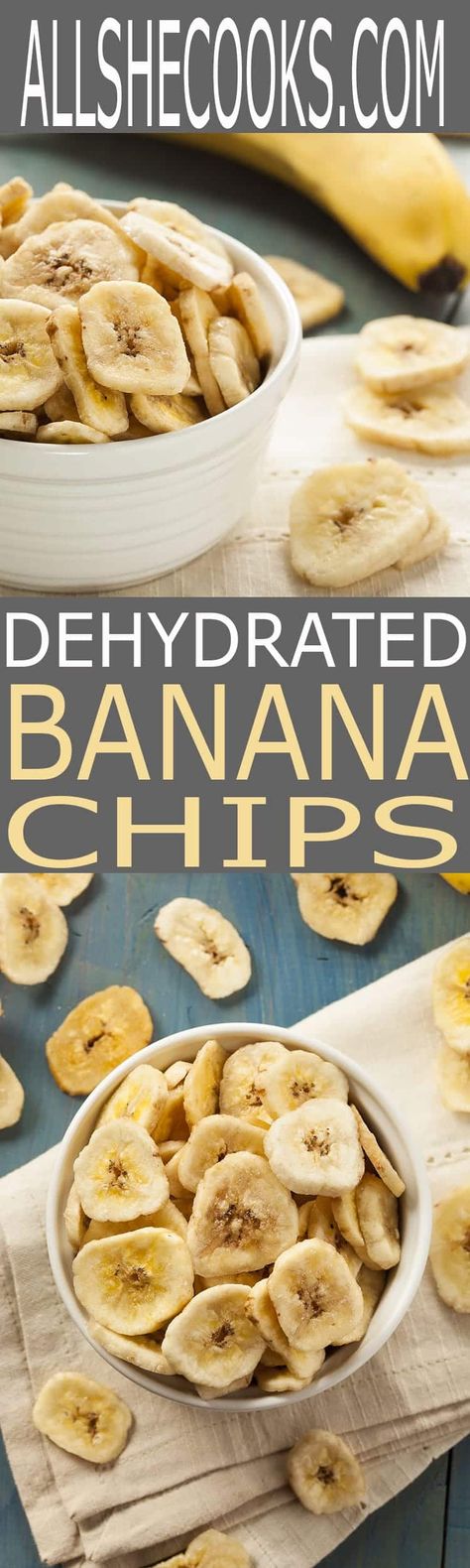 Homemade Banana Chips | Dehyrator or Oven | All She Cooks Homemade Banana Chips, Baked Banana Chips, Dehydrated Banana Chips, Dehydrator Recipes Fruit, Dehydrated Bananas, Healthy Snack Options, Ripe Bananas, Banana Chips, Snack Options