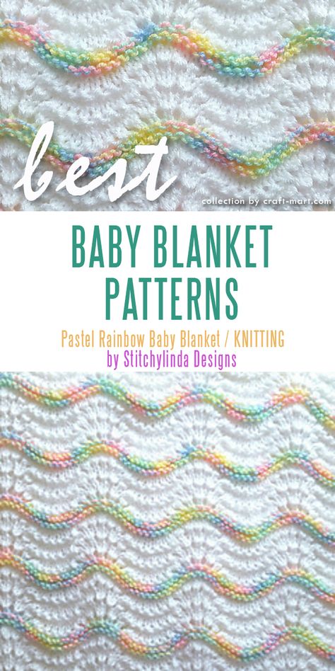 If you would rather knit than crochet, here is a lovely knitting pattern for a baby blanket. It is available as a free download from Ravelry from Stishylinda's Ravelry Store. With lovely rainbow colors and a touch of texture, this pattern definitely deserves your attention. As a result, you'll have a beautiful baby blanket in rainbow colors. Avalon Baby Blanket Free Pattern, Crochet Blanket Patterns Unique, Modern Haken, Crochet Blanket Stitch Pattern, Baby Afghan Patterns, Crochet Unique, Baby Afghan Crochet Patterns, Free Baby Blanket Patterns